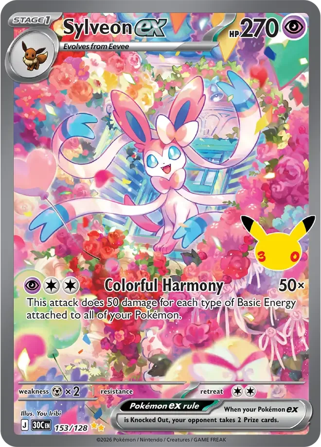 Sylveon ex 153/128 Special Illustration Rare from 30th Celebration