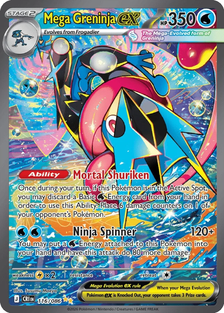 Mega Greninja ex 116/086 Special Illustration Rare from Chaos Rising