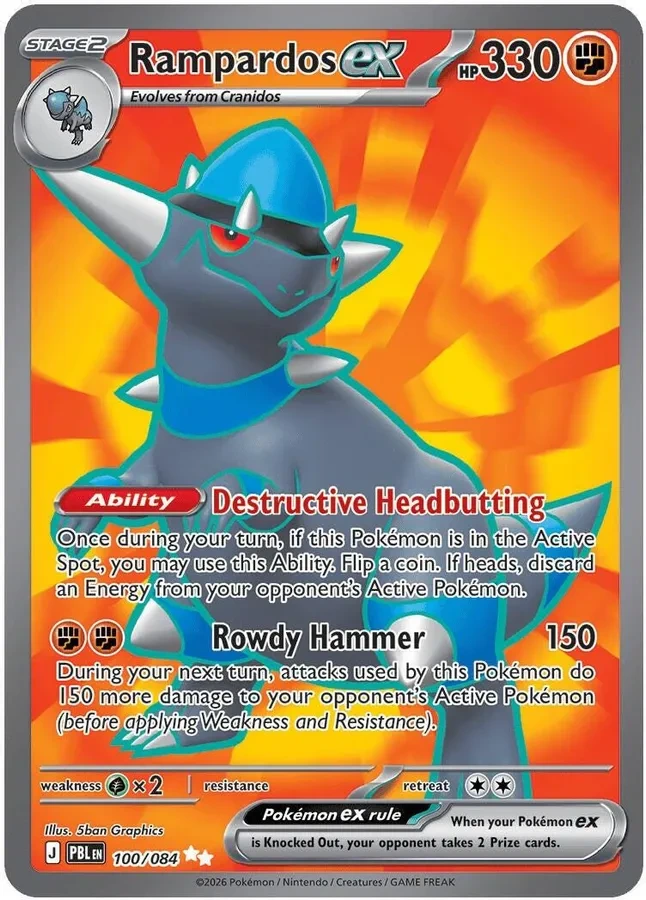 100/084 Rampardos ex Ultra Rare Pokemon Card