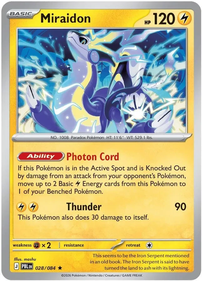 028/084 Miraidon Rare Pokemon Card