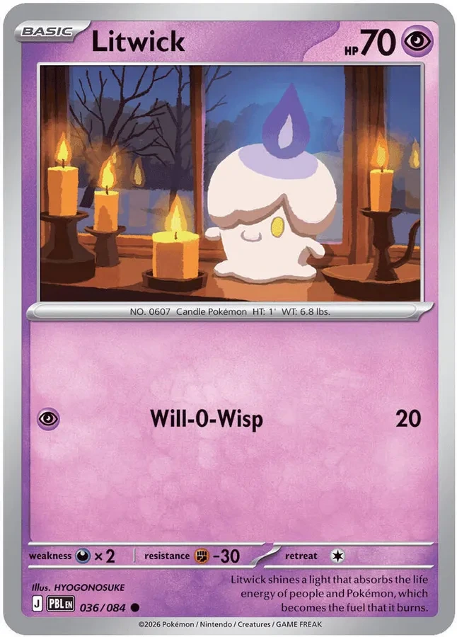 036/084 Litwick Common Pokemon Card