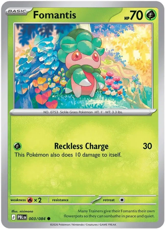 Pitch Black Card List 003/084 Fomantis Common Pokemon Card