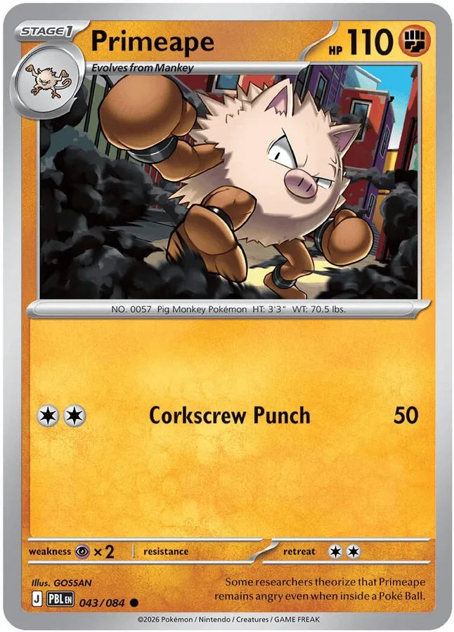 Pitch Black Card List 043/084 Primeape Common Pokemon Card