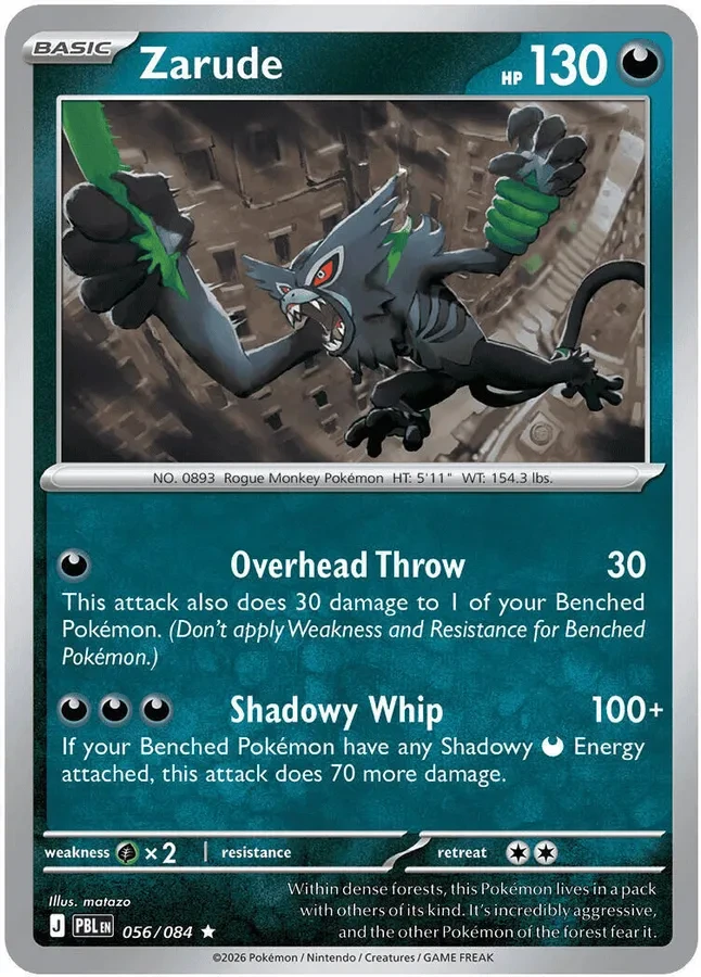 056/084 Zarude Rare Pokemon Card