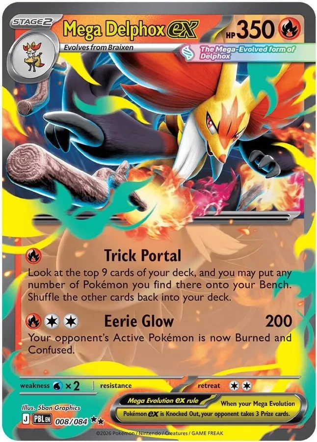Pitch Black Card List 008/084 Mega Delphox ex Double Rare Pokemon Card
