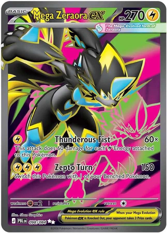 Pitch Black Card List 098/084 Mega Zeraora ex Ultra Rare Pokemon Card