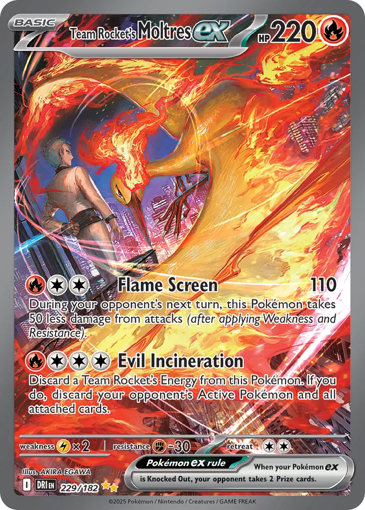 Team Rocket's Moltres ex 229/182 Special Illustration Rare from Destined Rivals