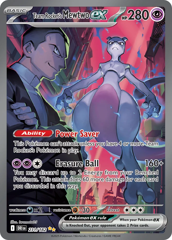 Team Rocket's Mewtwo ex 231/182 Special Illustration Rare from Destined Rivals