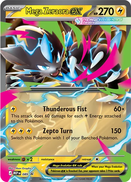 Pitch Black Card List MEP 089 Mega Zeraora ex Promo Pokemon Card