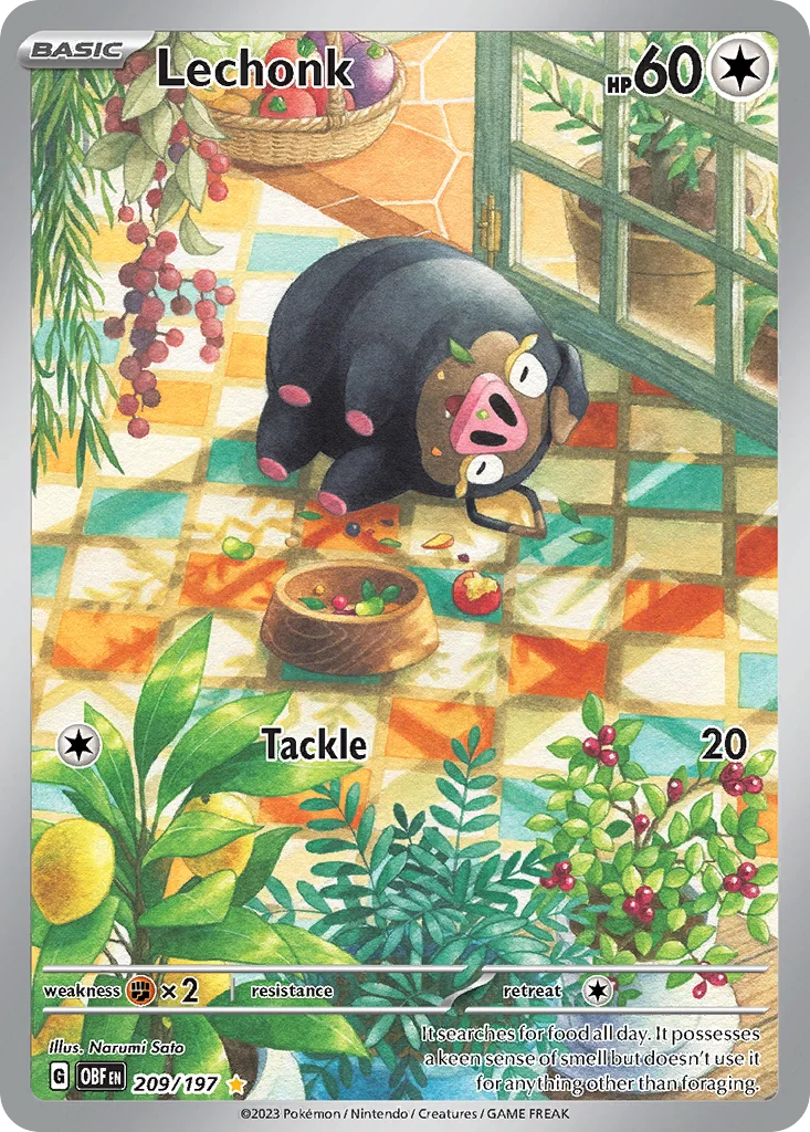 Lechonk 209/197 Illustration Rare from Obsidian Flames