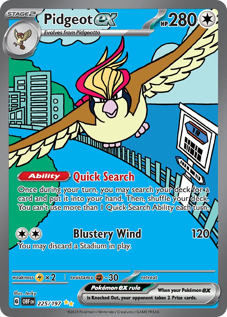 Pidgeot ex 225/197 Special Illustration Rare from Obsidian Flames