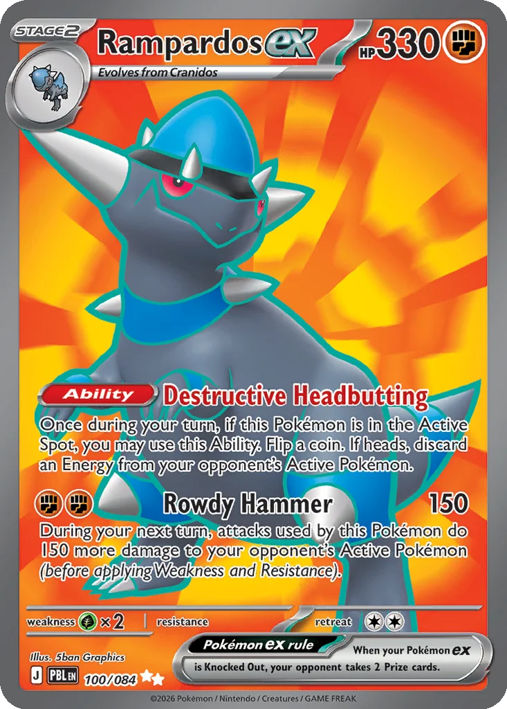 Pitch Black Card List 100/084 Rampardos ex Ultra Rare Pokemon Card