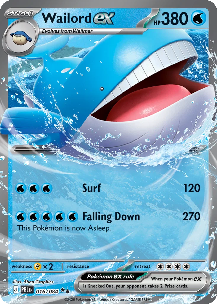 Pitch Black Card List 016/084 Wailord ex Double Rare Pokemon Card