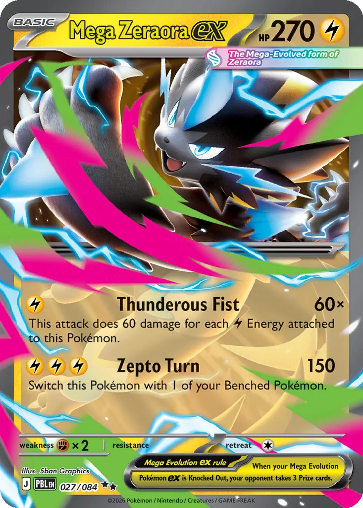 Pitch Black Card List 027/084 Mega Zeraora ex Double Rare Pokemon Card