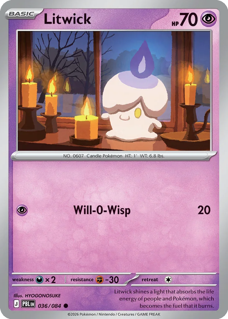 Pitch Black Card List 036/084 Litwick Common Pokemon Card