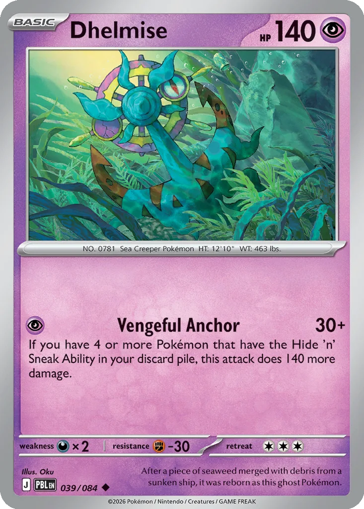 Pitch Black Card List 039/084 Dhelmise Uncommon Pokemon Card
