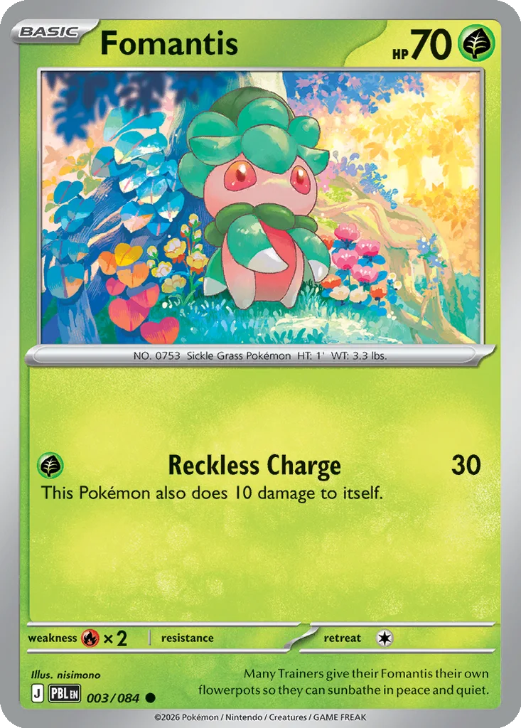 Pitch Black Card List 003/084 Fomantis Common Pokemon Card