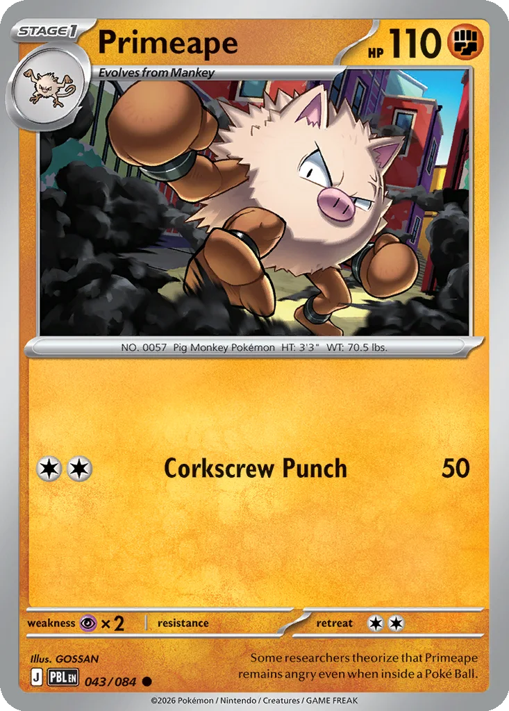 Pitch Black Card List 043/084 Primeape Common Pokemon Card