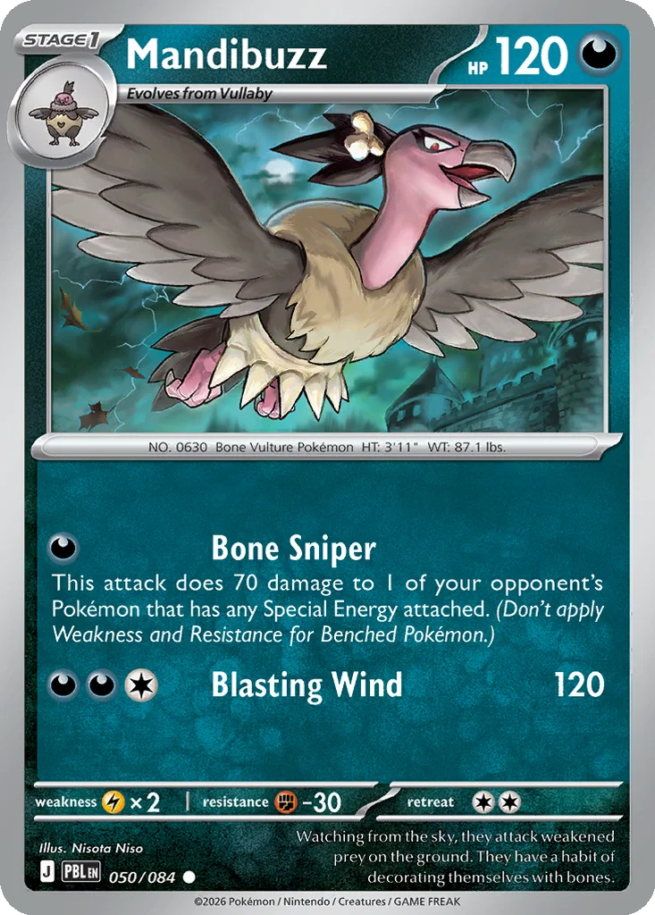 Pitch Black Card List 050/084 Mandibuzz Common Pokemon Card