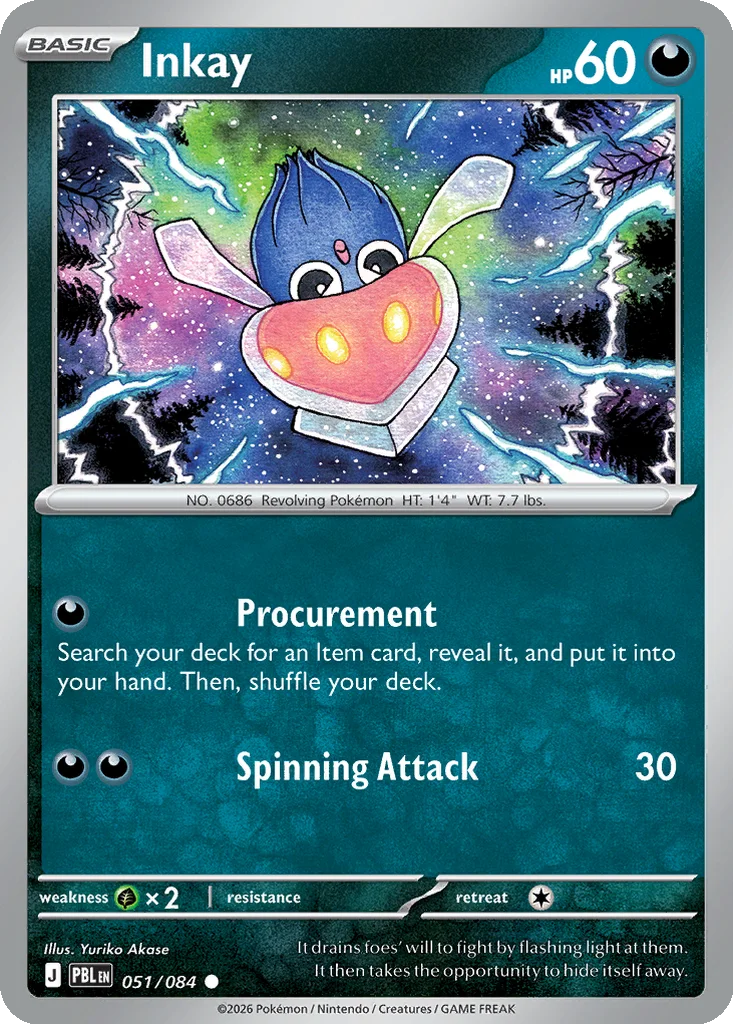 Pitch Black Card List 051/084 Inkay Common Pokemon Card