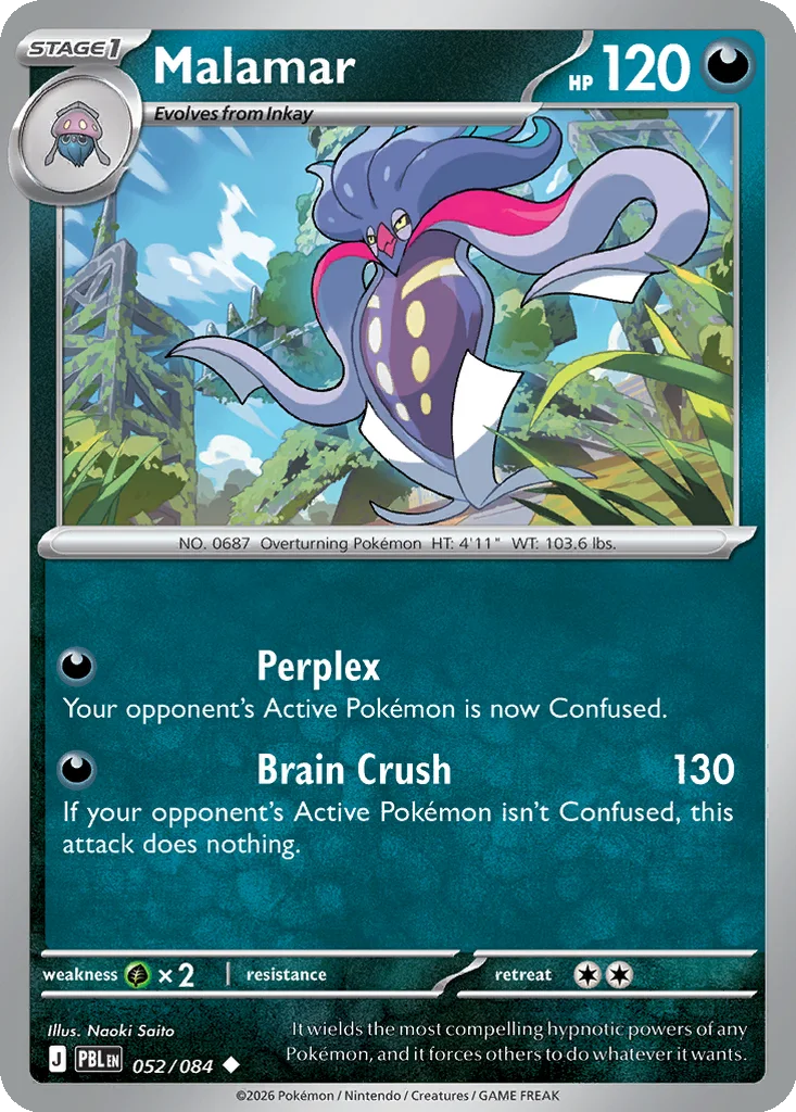 Pitch Black Card List 052/084 Malamar Uncommon Pokemon Card