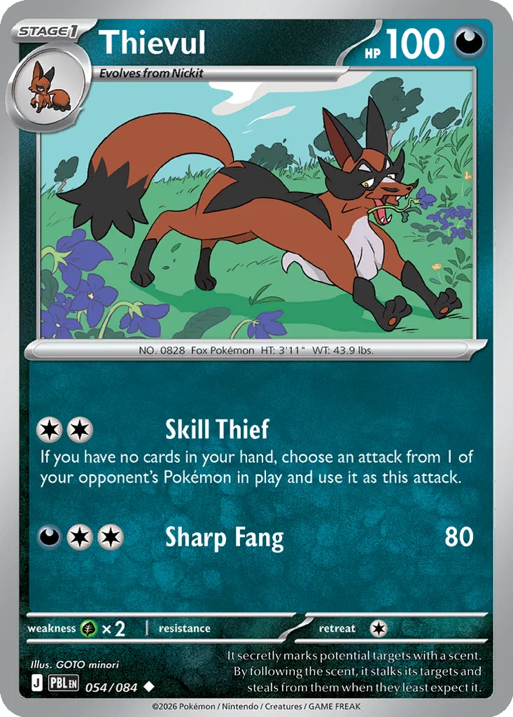 Pitch Black Card List 054/084 Thievul Uncommon Pokemon Card