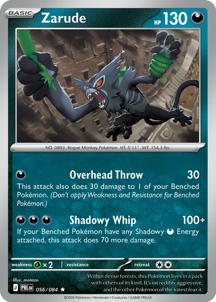 Pitch Black Card List 056/084 Zarude Rare Pokemon Card