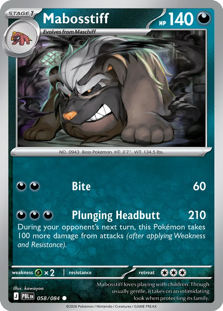 Pitch Black Card List 058/084 Mabosstiff Common Pokemon Card
