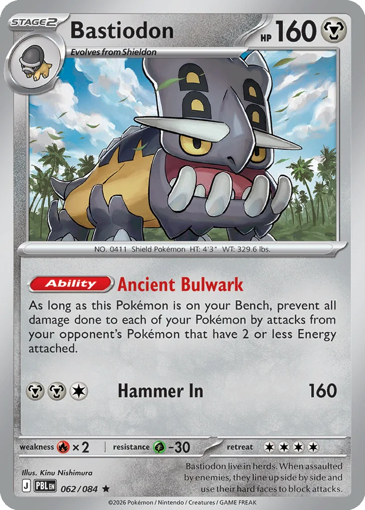 Pitch Black Card List 062/084 Bastiodon Rare Pokemon Card