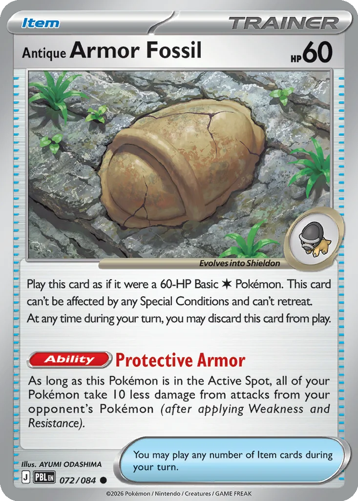 Pitch Black Card List 072/084 Antique Armor Fossil Common Pokemon Card