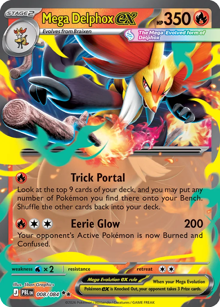 Pitch Black Card List 008/084 Mega Delphox ex Double Rare Pokemon Card