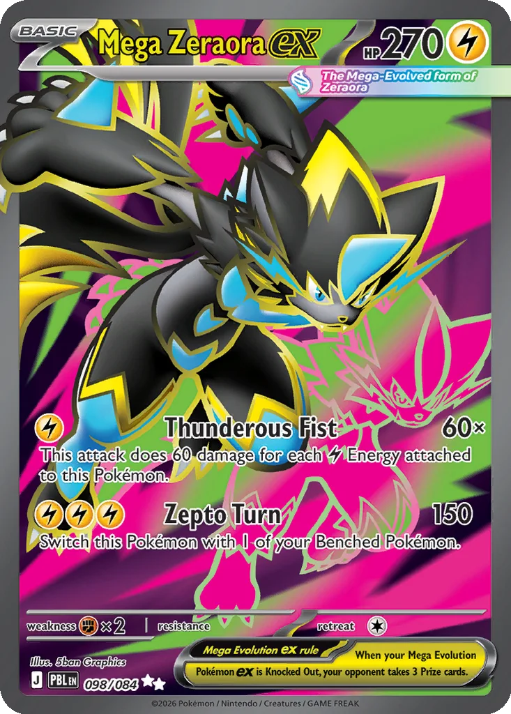 Pitch Black Card List 098/084 Mega Zeraora ex Ultra Rare Pokemon Card