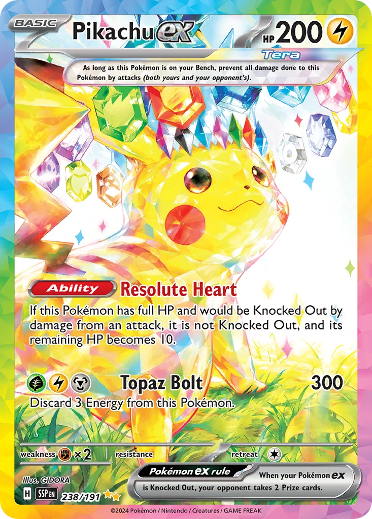 Pikachu ex 238/191 Special Illustration Rare from Surging Sparks